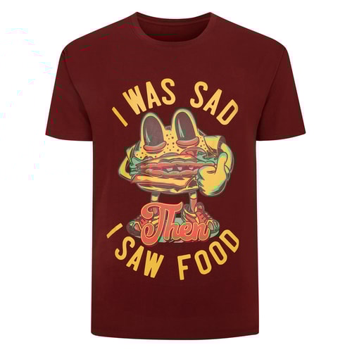 Bigdude Food Print T-Shirt Burgundy Tall